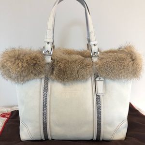 Coach Limited Edition Beaded Fox Fur Tote NWT